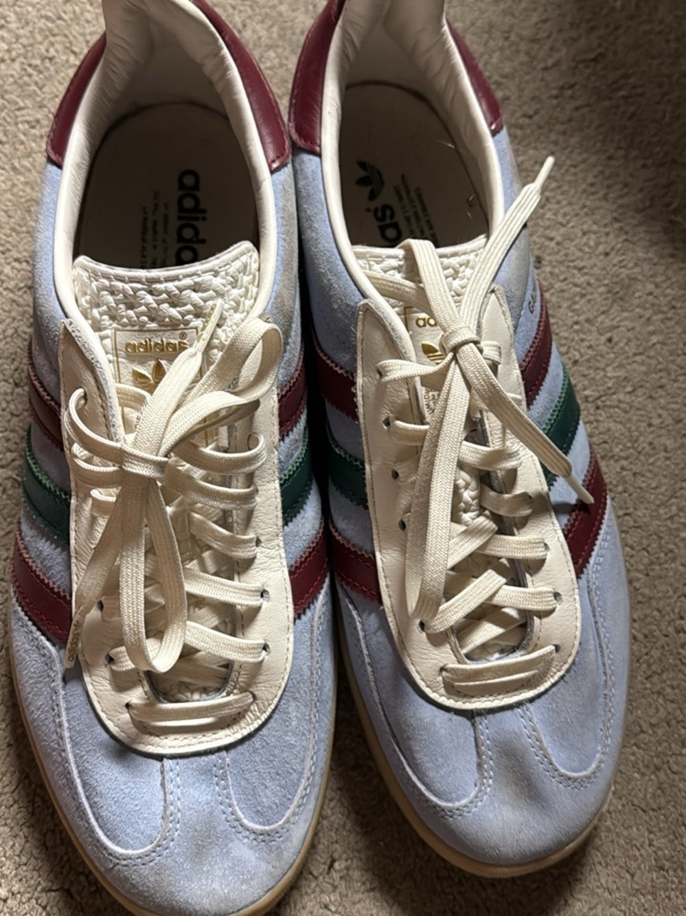 Adidas Shoes GAZELLE INDOOR Unisex Blue Dawn Burgundy Green Sz 9